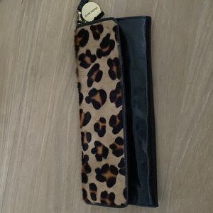 Leather clutch w detachable wristlet
